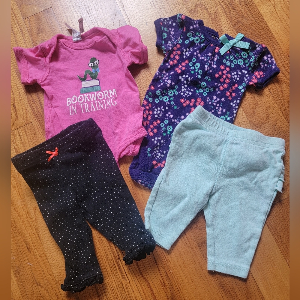 Bookworm in Training and Floral Onesie Lot